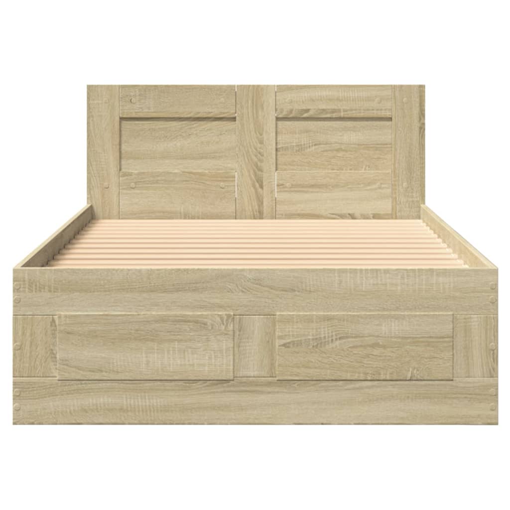 vidaXL Πλαίσιο Κρεβατιού με Κεφαλάρι Sonoma Δρυς 90x200 εκ. Επεξ. Ξύλο