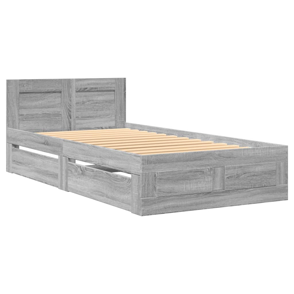 vidaXL Πλαίσιο Κρεβατιού με Κεφαλάρι Γκρι Sonoma 90x200 εκ. Επεξ. Ξύλο
