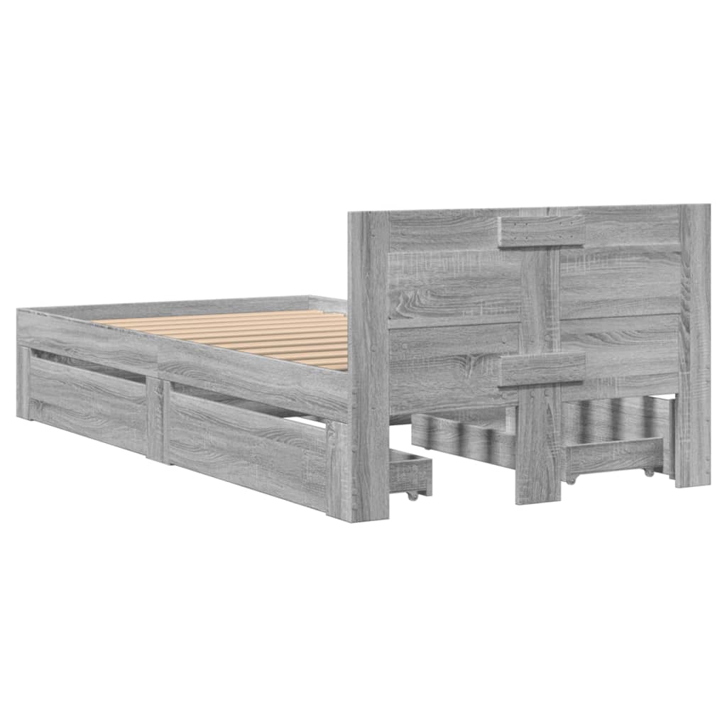 vidaXL Πλαίσιο Κρεβατιού με Κεφαλάρι Γκρι Sonoma 90x200 εκ. Επεξ. Ξύλο