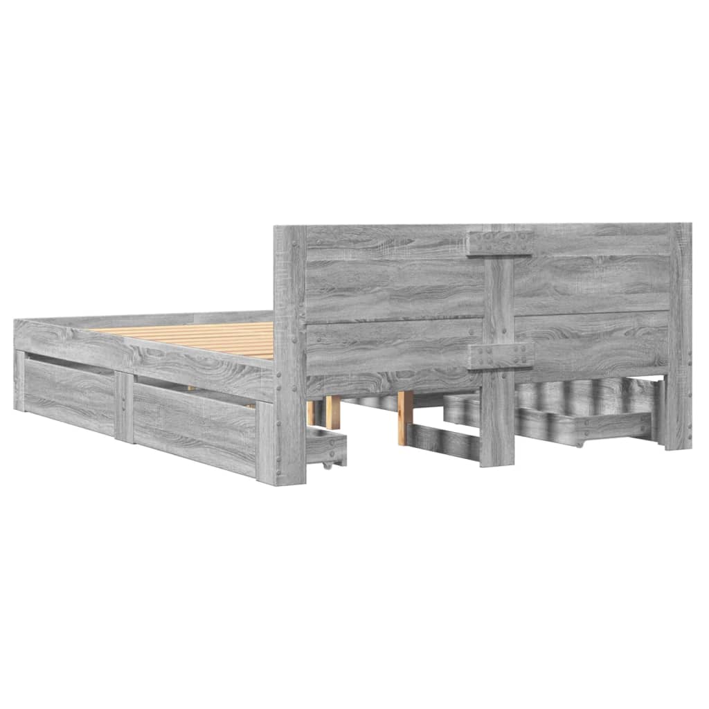 vidaXL Πλαίσιο Κρεβατιού με Κεφαλάρι Γκρι sonoma 120x190εκ. Επεξ. Ξύλο