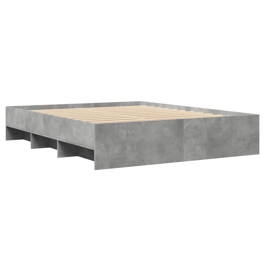vidaXL Πλαίσιο Κρεβατιού Γκρι Σκυροδέματος 150x200 εκ. Επεξεργ. Ξύλο