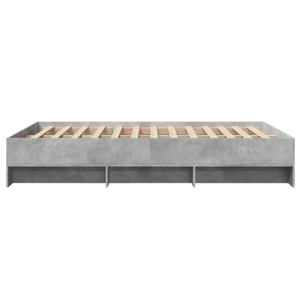 vidaXL Πλαίσιο Κρεβατιού Γκρι Σκυροδέματος 135x190 εκ. Επεξεργ. Ξύλο