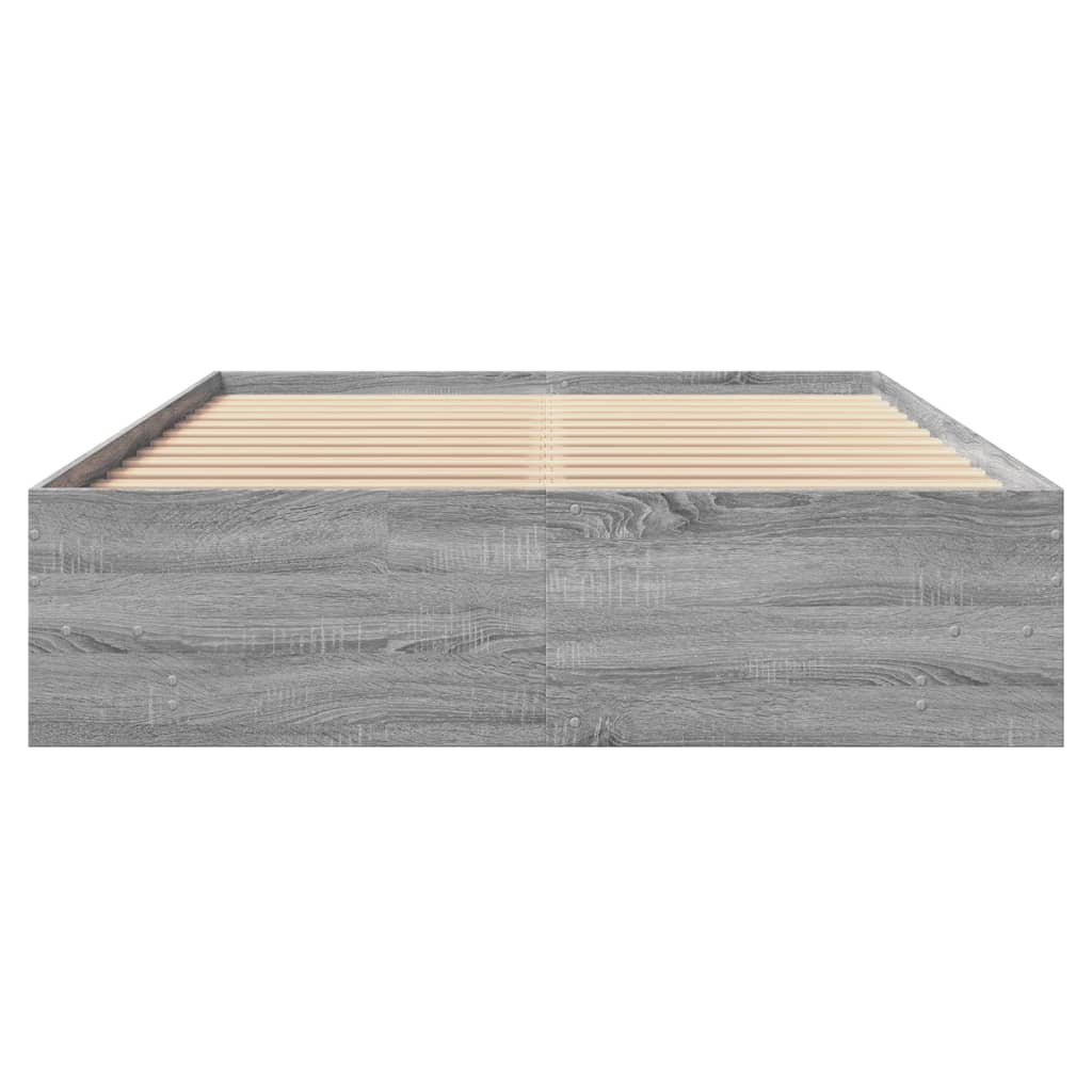 vidaXL Πλαίσιο Κρεβατιού Γκρι Sonoma 135x190 εκ. Επεξεργασμένο Ξύλο