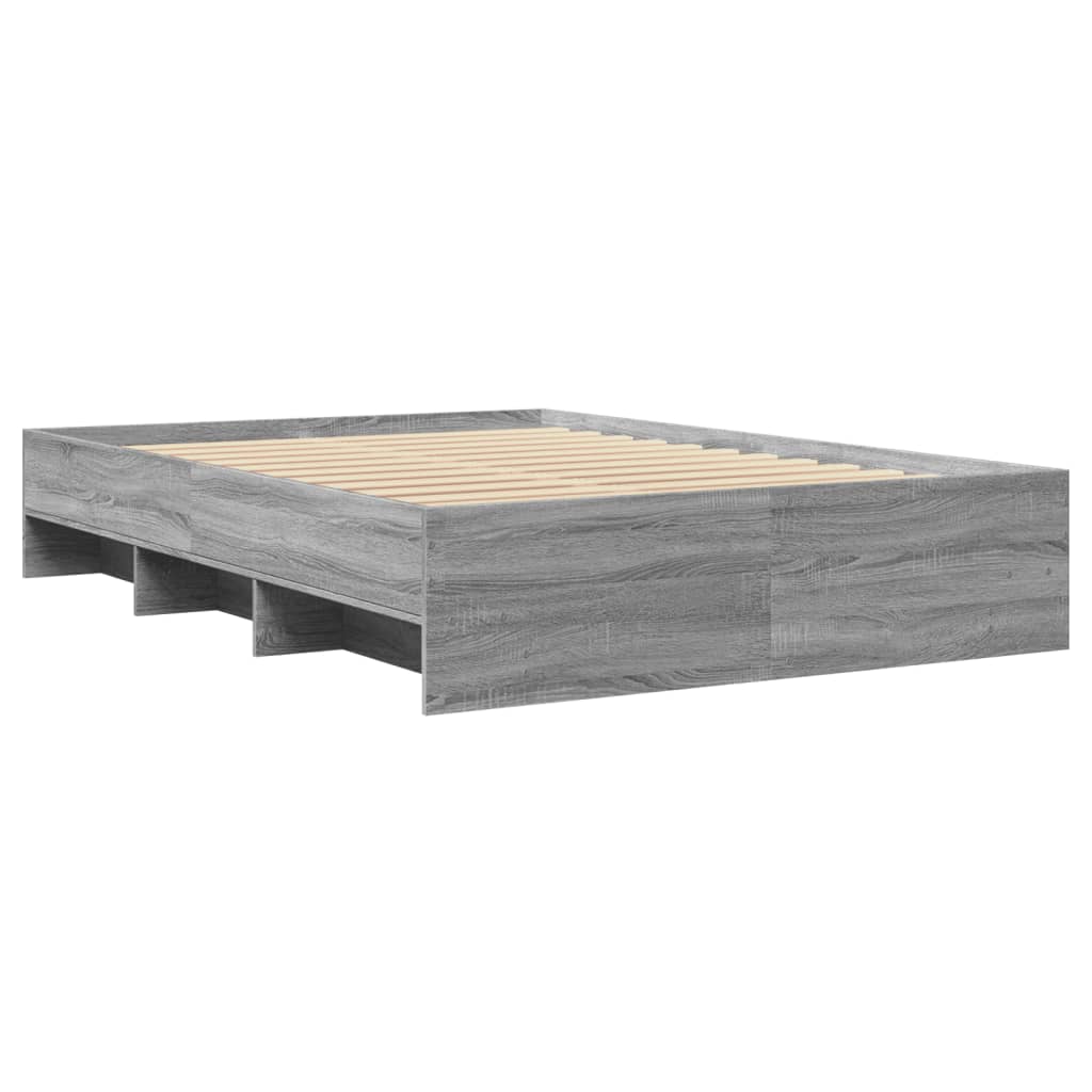 vidaXL Πλαίσιο Κρεβατιού Γκρι Sonoma 135x190 εκ. Επεξεργασμένο Ξύλο