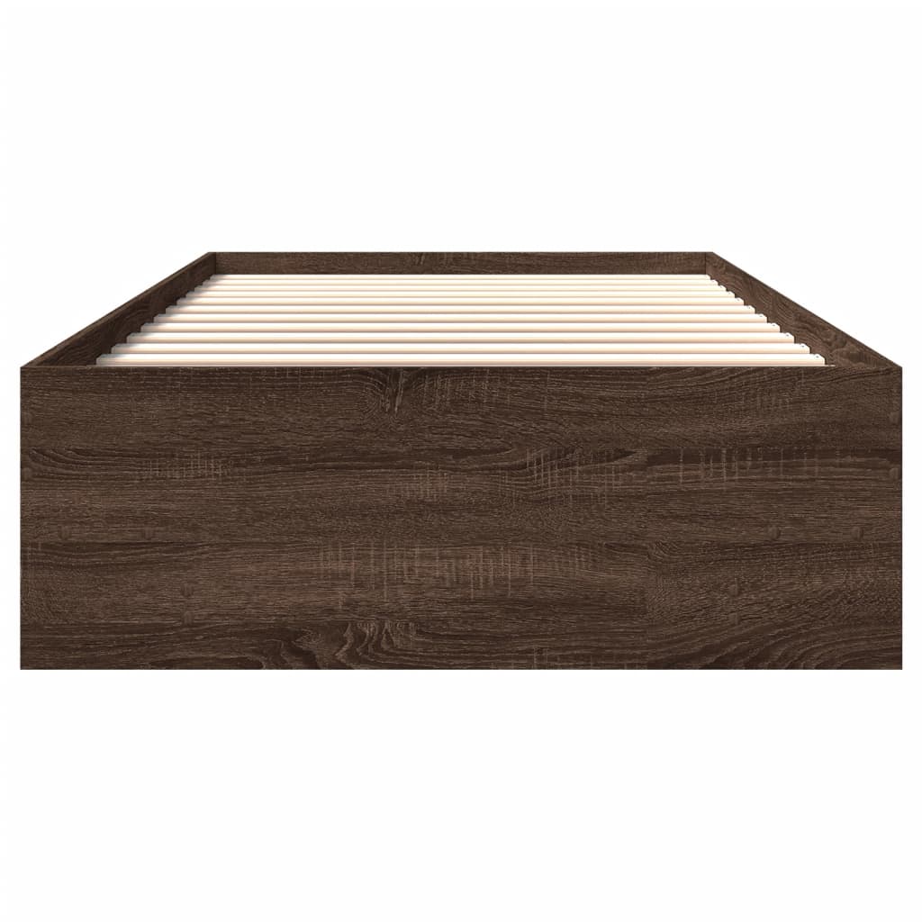vidaXL Πλαίσιο Κρεβ. Χωρ. Στρώμα Καφέ Δρυς 90 x 190 εκ. Επεξ. Ξύλο
