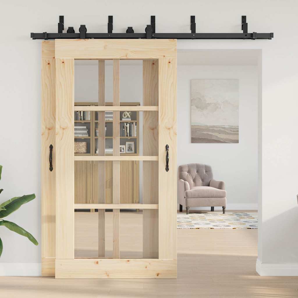 vidaXL Μηχανισμός Συρόμενης Μεσόπορτας Μαύρος 213,5 εκ. Ατσάλινος