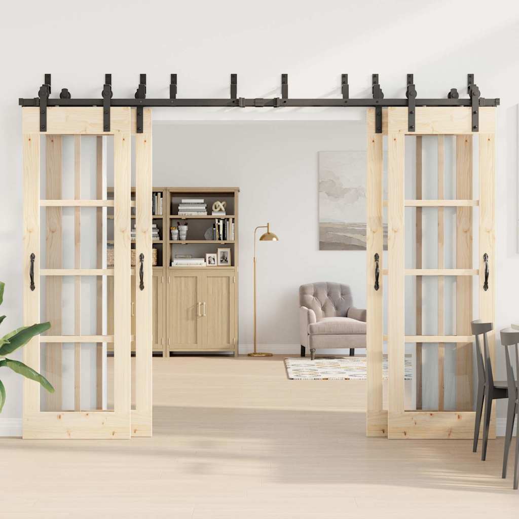 vidaXL Μηχανισμός Συρόμενης Μεσόπορτας Μαύρος 305 εκ. Ατσάλινος