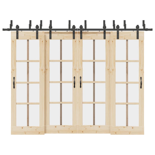 vidaXL Μηχανισμός Συρόμενης Μεσόπορτας Μαύρος 305 εκ. Ατσάλινος