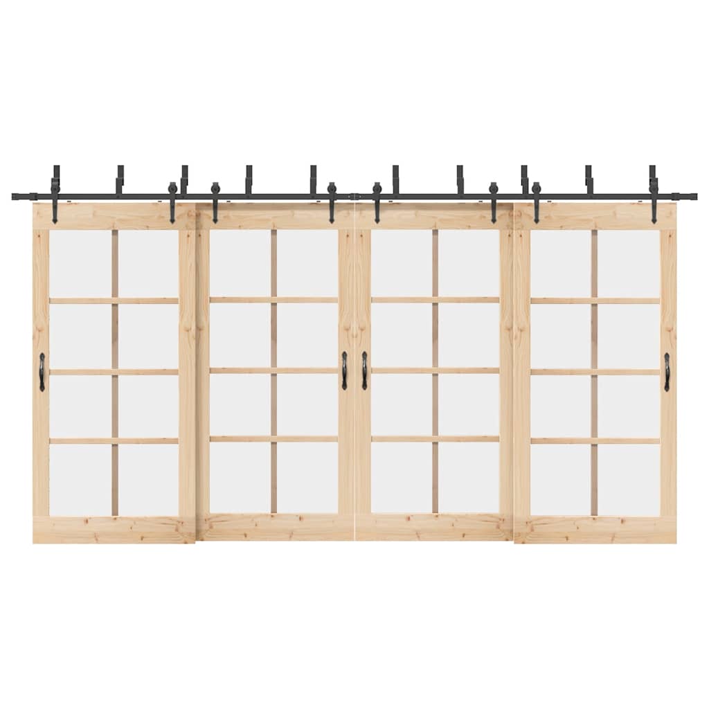 vidaXL Μηχανισμός Συρόμενης Μεσόπορτας Μαύρος 427 εκ. Ατσάλινος