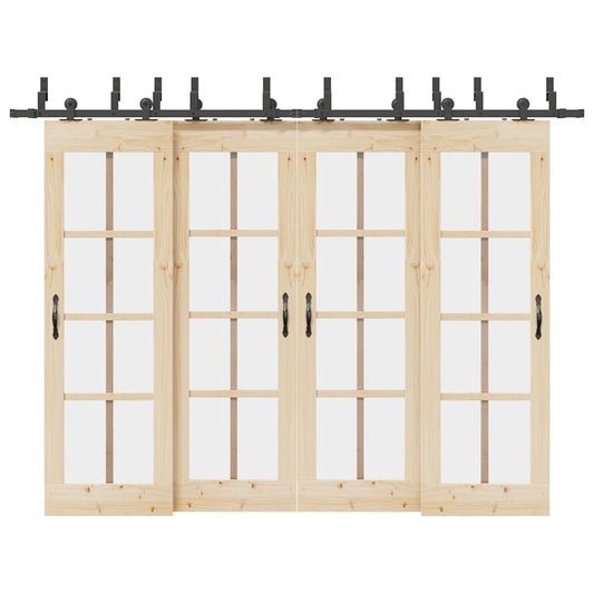 vidaXL Μηχανισμός Συρόμενης Μεσόπορτας Μαύρος 305 εκ. Ατσάλινος