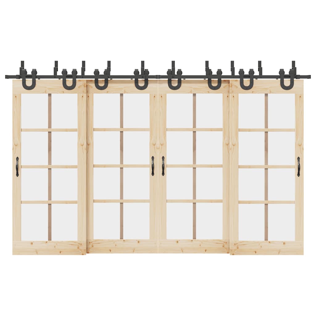 vidaXL Μηχανισμός Συρόμενης Μεσόπορτας Μαύρος 366 εκ. Ατσάλινος