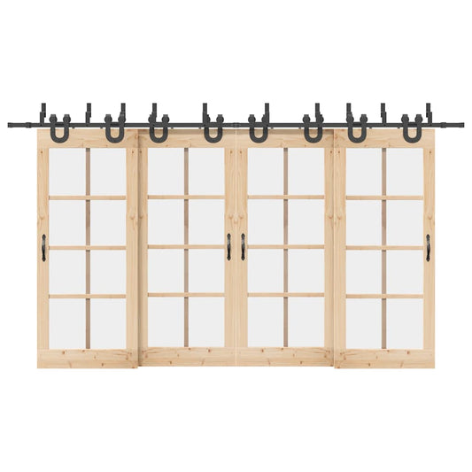 vidaXL Μηχανισμός Συρόμενης Μεσόπορτας Μαύρος 400 εκ. Ατσάλινος