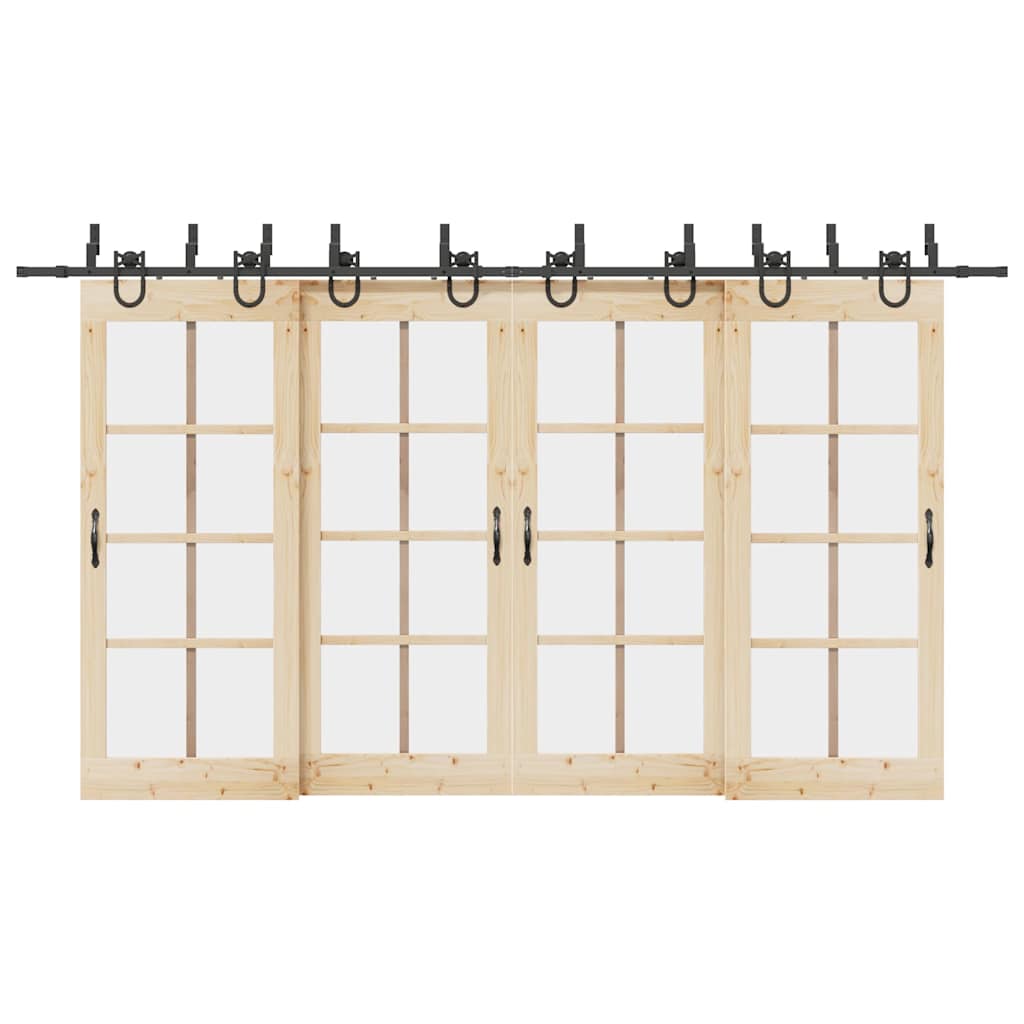 vidaXL Μηχανισμός Συρόμενης Μεσόπορτας Μαύρος 400 εκ. Ατσάλινος