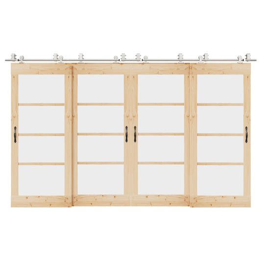 vidaXL Μηχανισμός Συρόμενης Μεσόπορτας Ασημί 366 εκ. Ανοξείδωτο Ατσάλι