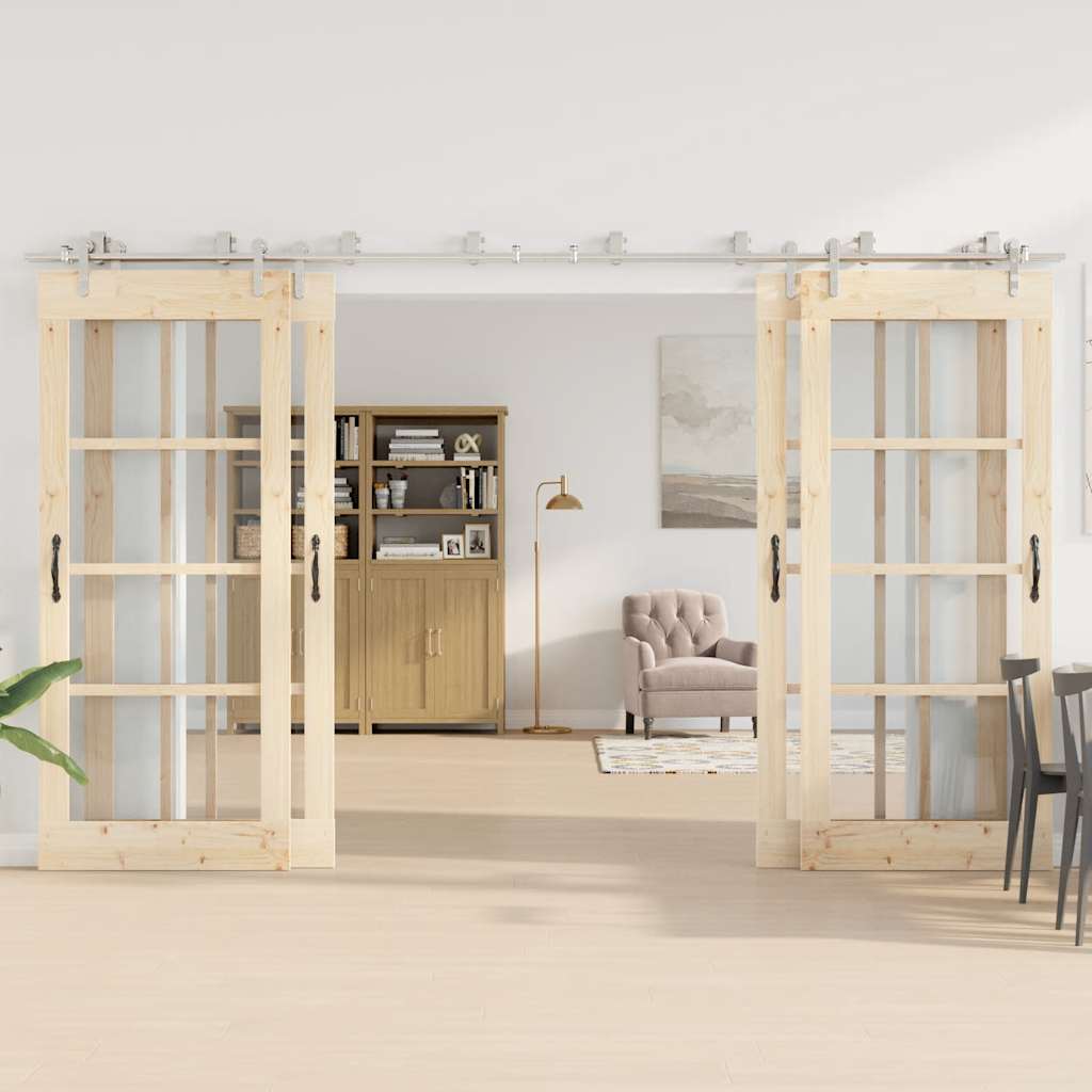 vidaXL Μηχανισμός Συρόμενης Μεσόπορτας Ασημί 366 εκ. Ανοξείδωτο Ατσάλι