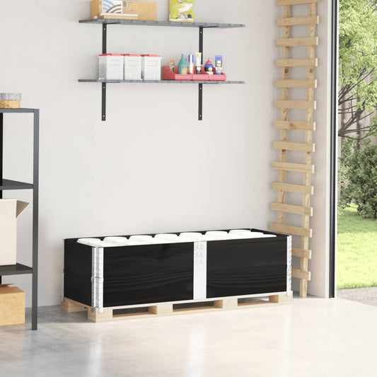 vidaXL Κολάρα Παλέτας 2 τεμ. Μαύρο 150x50 εκ. από Μασίφ Ξύλο Πεύκου