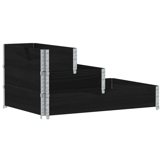 vidaXL Ζαρντινιέρα Υπερ. 3 Επιπέδων Μαύρη 120x80 εκ. Μασίφ Ξύλο Πεύκου