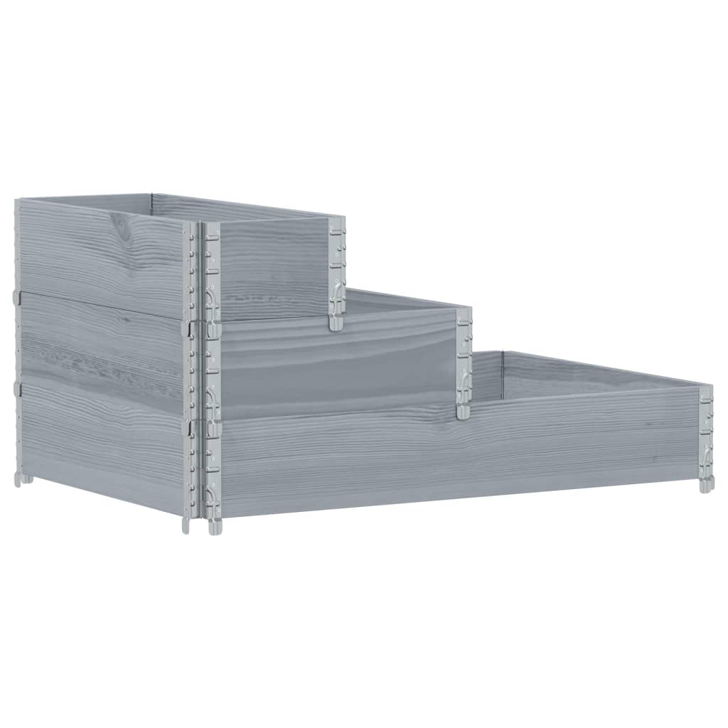 vidaXL Ζαρντινιέρα Υπερ. 3 Επιπέδων Γκρι 120x80 εκ. Μασίφ Ξύλο Πεύκου