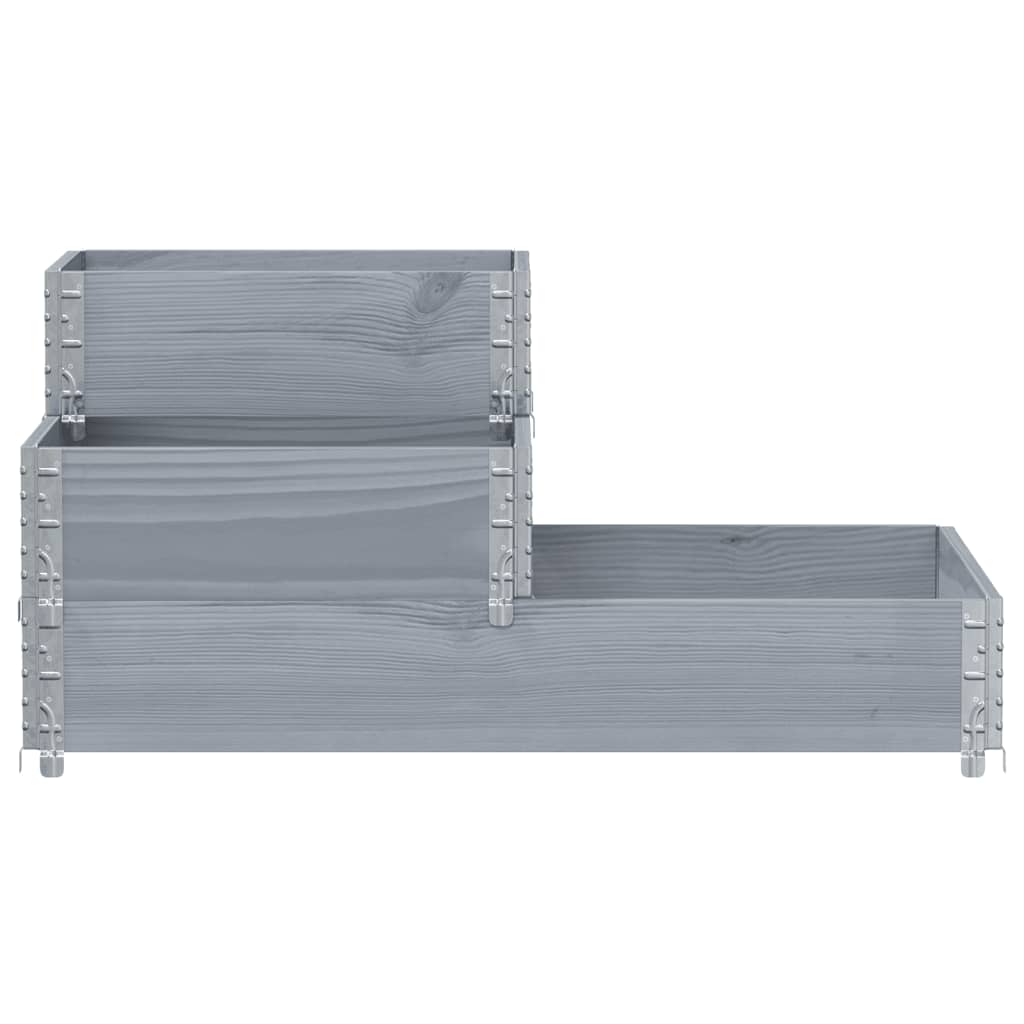 vidaXL Ζαρντινιέρα Υπερ. 3 Επιπέδων Γκρι 120x80 εκ. Μασίφ Ξύλο Πεύκου