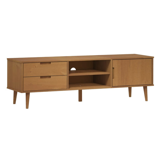 vidaXL Έπιπλο Τηλεόρασης MOLDE Καφέ 158x40x49 εκ. Μασίφ Ξύλο Πεύκου