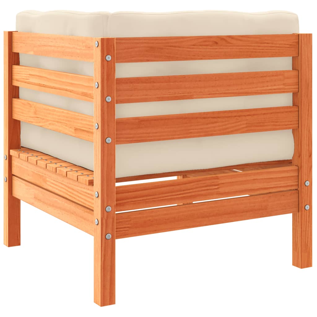 vidaXL Καναπές Κήπου Σετ 5 τεμ. Καφέ Μασίφ Ξύλο Πεύκου με Μαξιλάρια