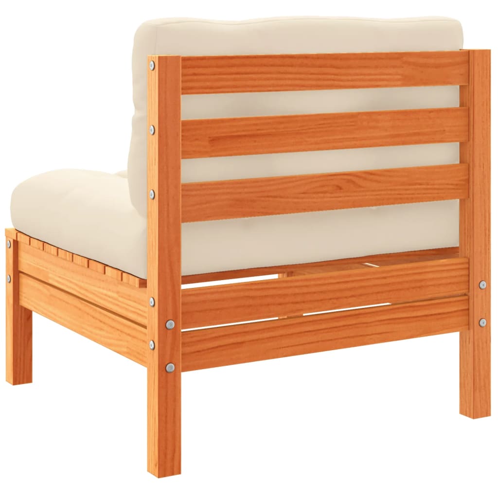 vidaXL Καναπές Κήπου Σετ 5 τεμ. Καφέ Μασίφ Ξύλο Πεύκου με Μαξιλάρια