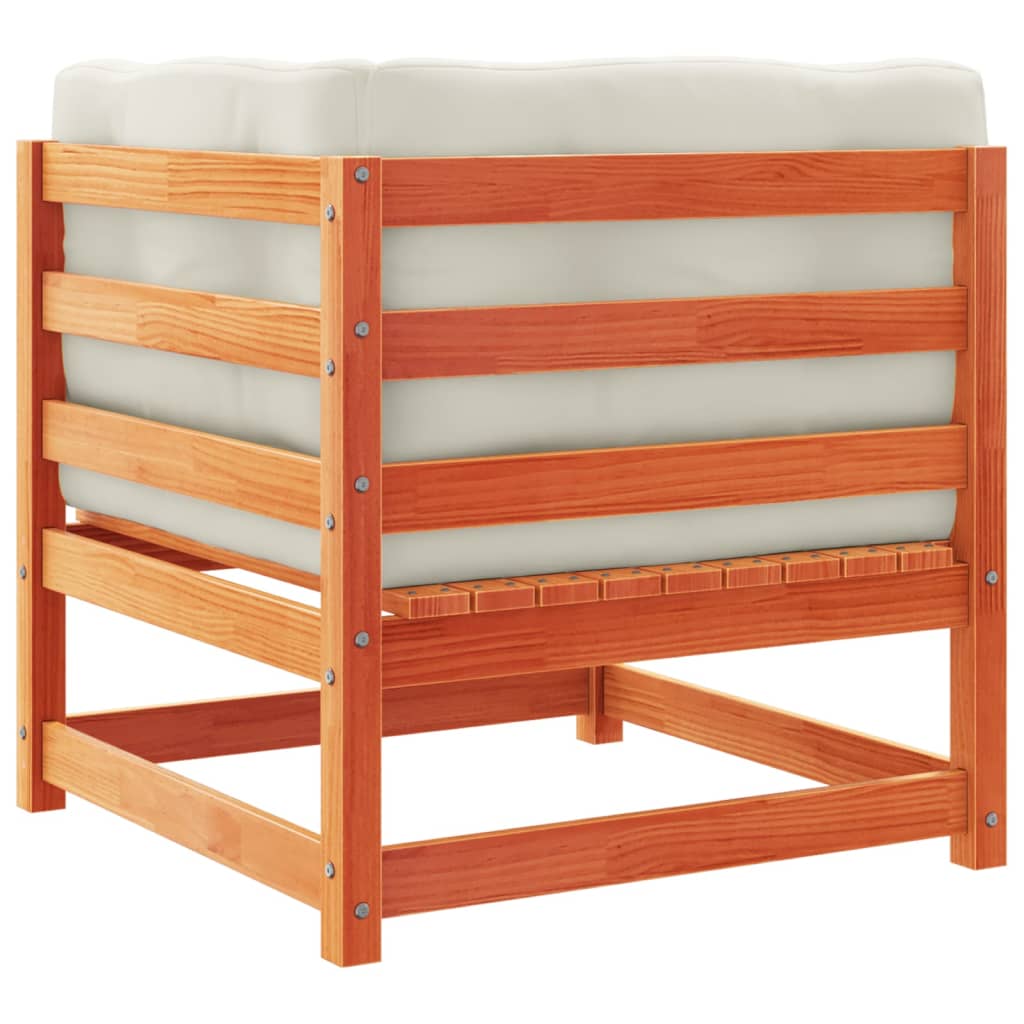 vidaXL Σαλόνι Κήπου Σετ 5 Τεμαχίων Καφέ Μασίφ Ξύλο Πεύκου με Μαξιλάρια