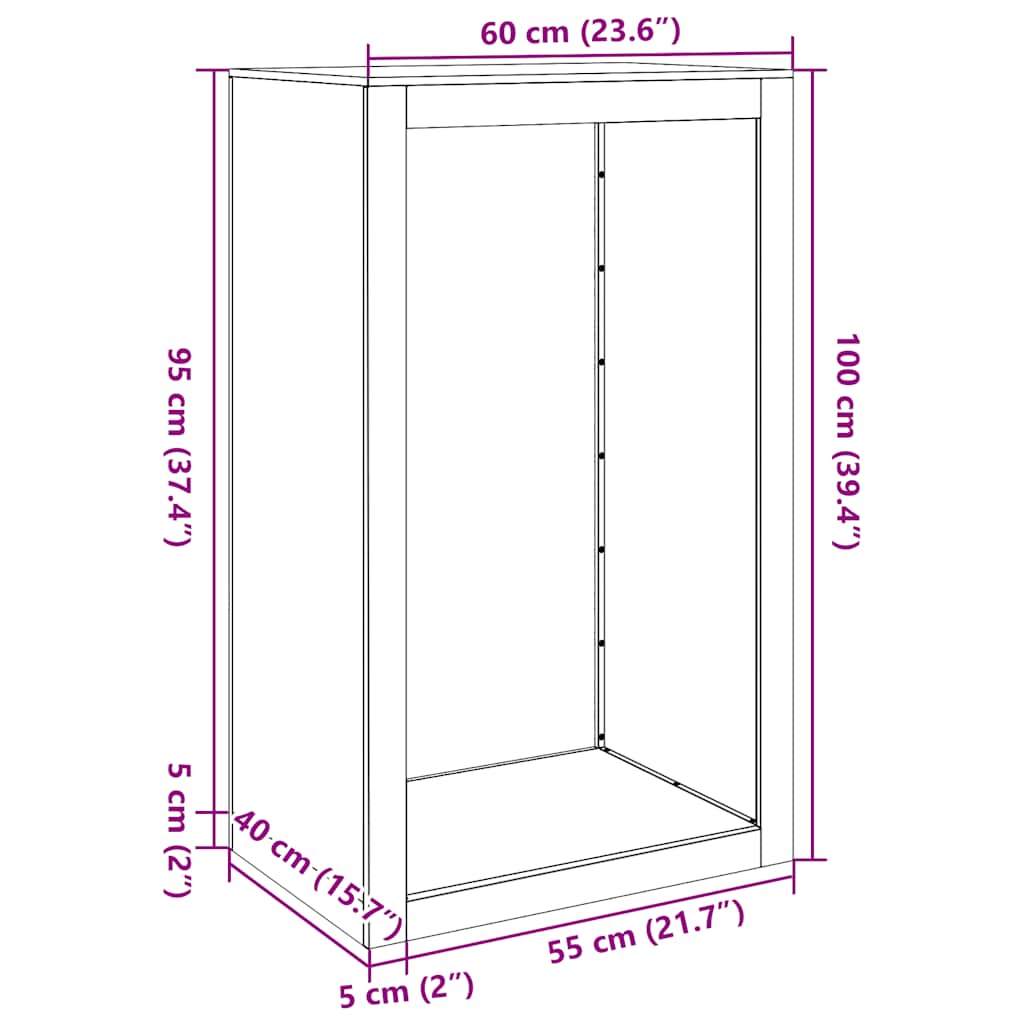vidaXL Ράφι Καυσόξυλων 60x40x100 εκ. Γαλβανιζέ Ατσάλι