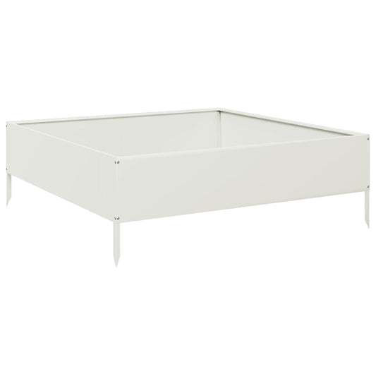 vidaXL Ζαρντινιέρα Υπερυψωμένη Λευκό 100x100x33,5 εκ. Ατσάλι