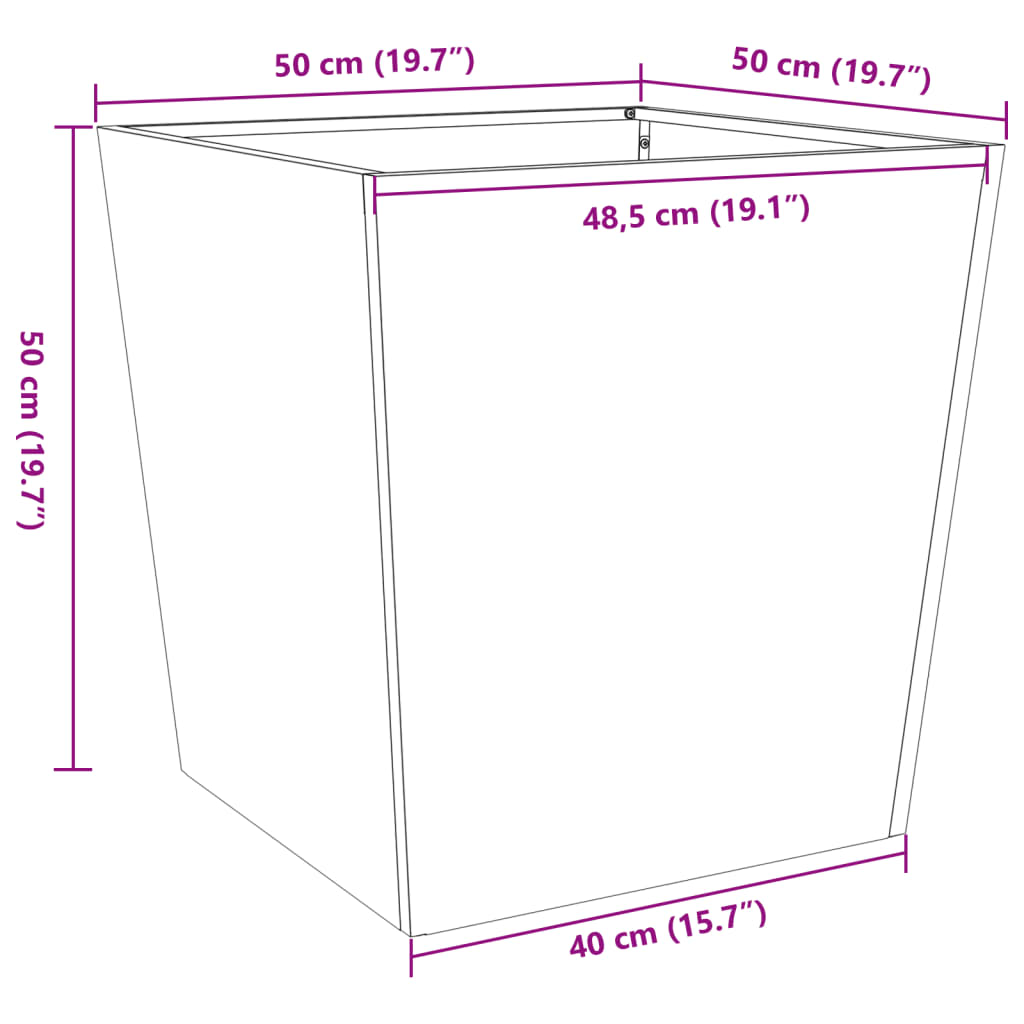 vidaXL Ζαρντινιέρα Κήπου Λευκό 50 x 50 x 50 εκ από Ατσάλι