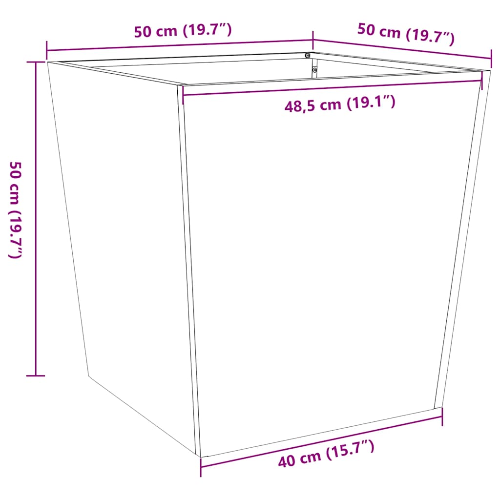 vidaXL Ζαρντινιέρα Κήπου 50x50x50 εκ. από Γαλβανισμένο Χάλυβα