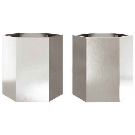 vidaXL Ζαρντινιέρες Κήπου 2τεμ. Εξάγωνη 46x40x45εκ Ανοξείδωτο Ατσάλι