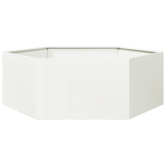 vidaXL Ζαρντινιέρα Κήπου Εξάγωνη Λευκή 138x120x45 εκ. Ατσάλι