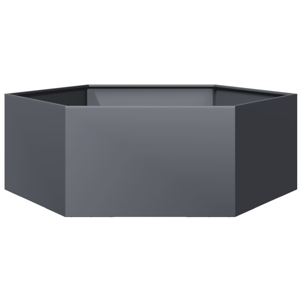 vidaXL Ζαρντινιέρα Κήπου Εξάγωνη Ανθρακί 138x120x45 εκ. Ατσάλι