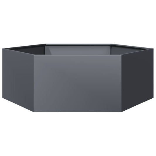 vidaXL Ζαρντινιέρα Κήπου Εξάγωνη Ανθρακί 138x120x45 εκ. Ατσάλι