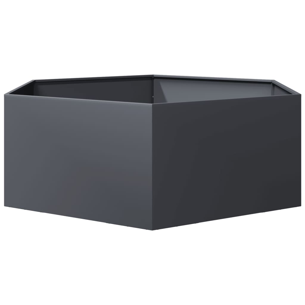 vidaXL Ζαρντινιέρα Κήπου Εξάγωνη Ανθρακί 138x120x45 εκ. Ατσάλι