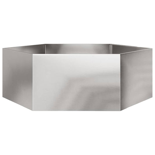 vidaXL Ζαρντινιέρα Κήπου Εξάγωνη 138x120x45 εκ. Ανοξείδωτο Ατσάλι
