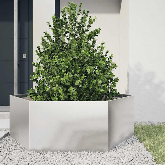 vidaXL Ζαρντινιέρα Κήπου Εξάγωνη 138x120x45 εκ. Ανοξείδωτο Ατσάλι