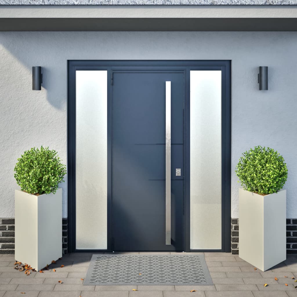 vidaXL Ζαρντινιέρες Κήπου 2 τεμ. Λευκό Τρίγωνο 50x43x75 εκ. από Ατσάλι