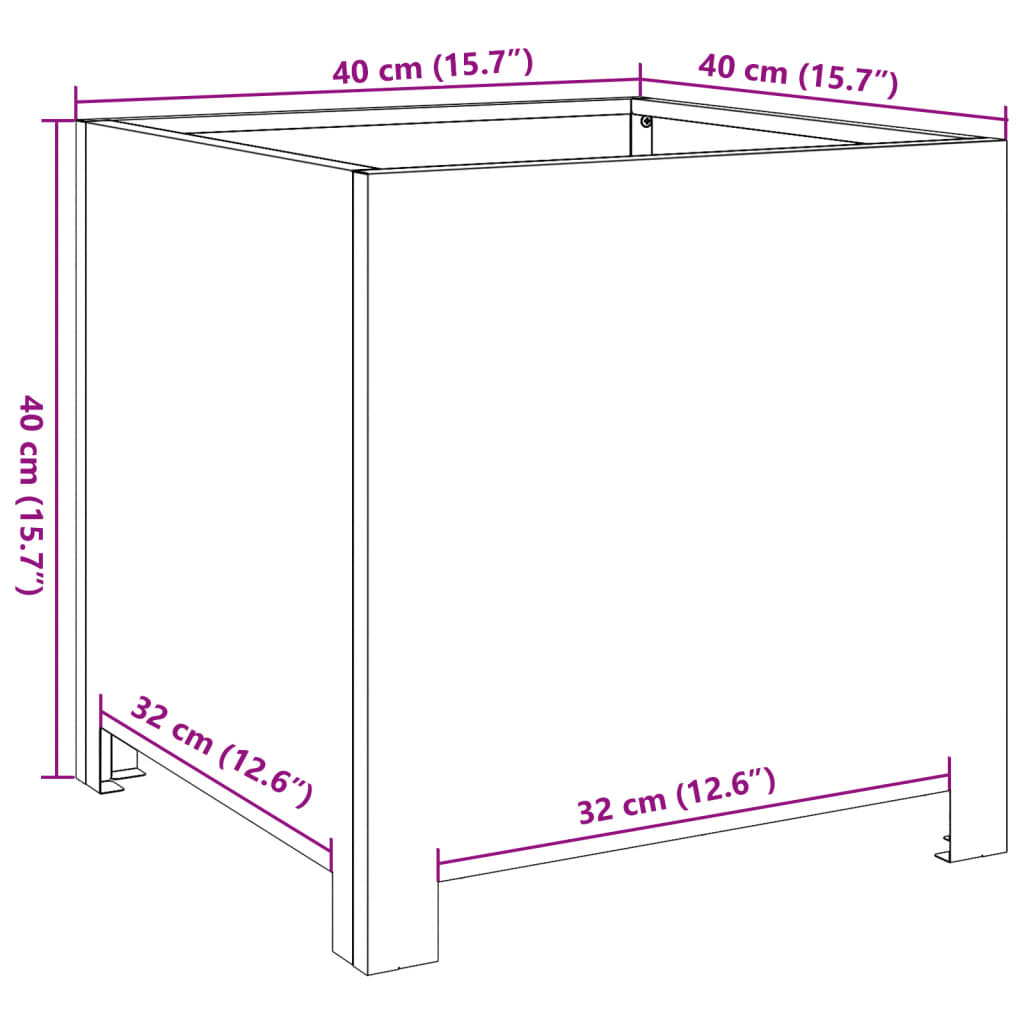 vidaXL Ζαρντινιέρα Κήπου Ανθρακί 40x40x40 εκ. από Ατσάλι