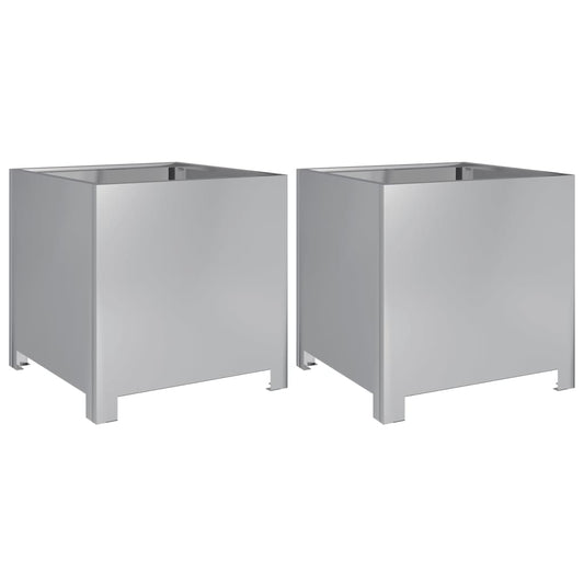 vidaXL Ζαρντινιέρες Κήπου 2 τεμ. 40x40x40 εκ. Γαλβανισμένο Χάλυβα
