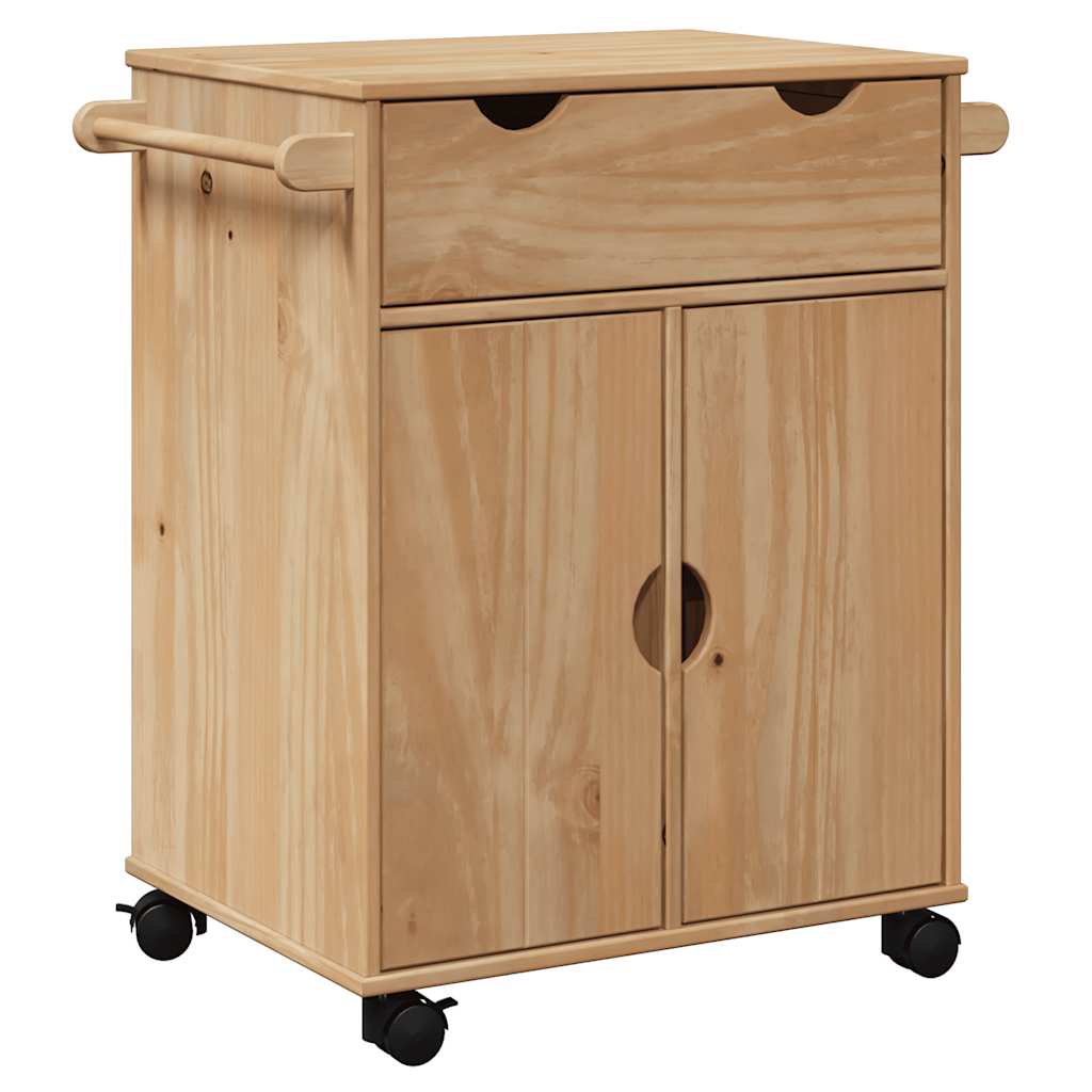 vidaXL Τρόλεϊ Κουζίνας OTTA 59x45x80 εκ. από Μασίφ Ξύλο Πεύκου