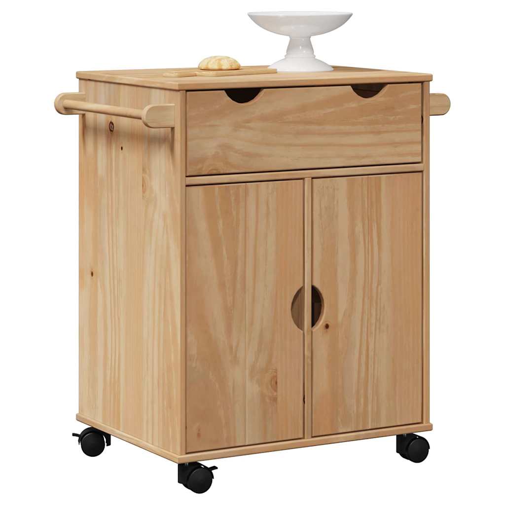 vidaXL Τρόλεϊ Κουζίνας OTTA 59x45x80 εκ. από Μασίφ Ξύλο Πεύκου