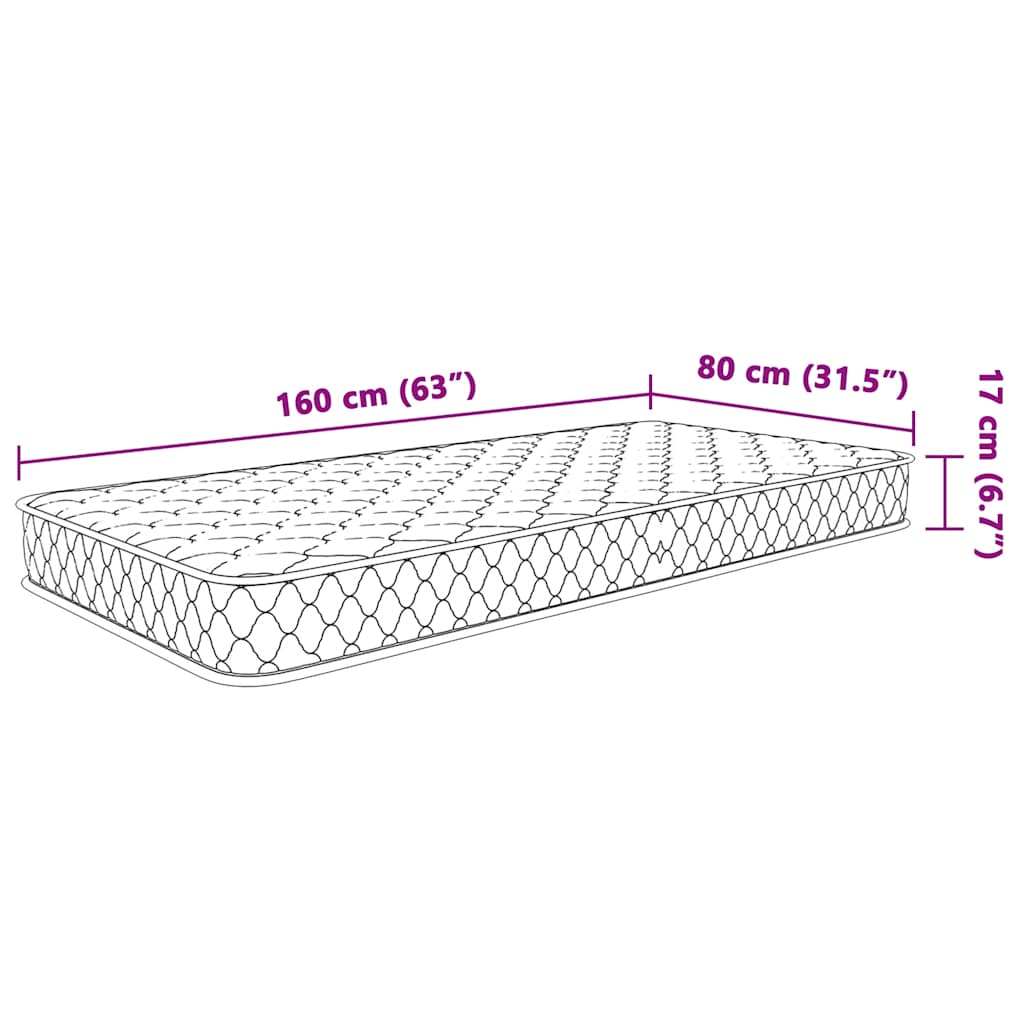 vidaXL Στρώμα με Αφρό Μνήμης Λευκό 80x160x17 εκ. μαλακό