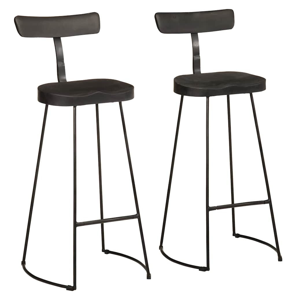 vidaXL Bar Stools 2 τεμάχια Μαύρο 49x43x103 cm Στερεό ξύλο Mango