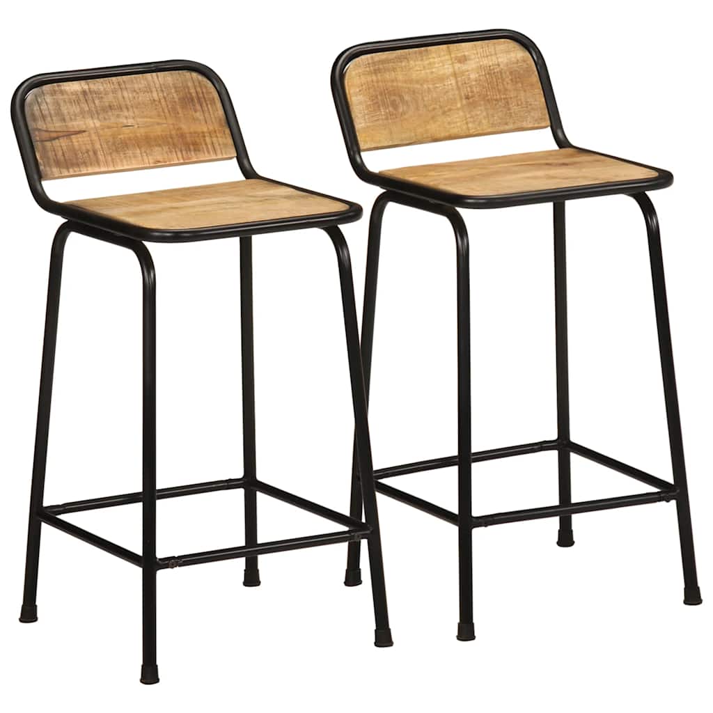 vidaXL Bar Stools 2 τεμάχια 46x35,5x80 cm Στερεό ξύλο Rough Mango