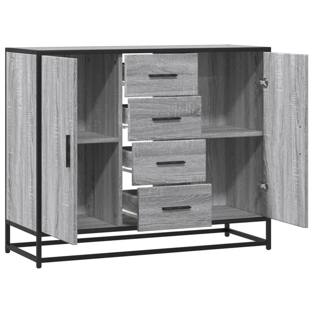 vidaXL Sideboard Γκρι Sonoma 92x35x76 cm Ξύλινο μηχανουργικό ξύλο