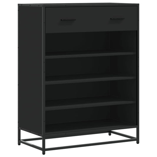 vidaXL Ντουλάπα παπουτσιών Μαύρο Επεξεργασμένο ξύλο και μέταλλο