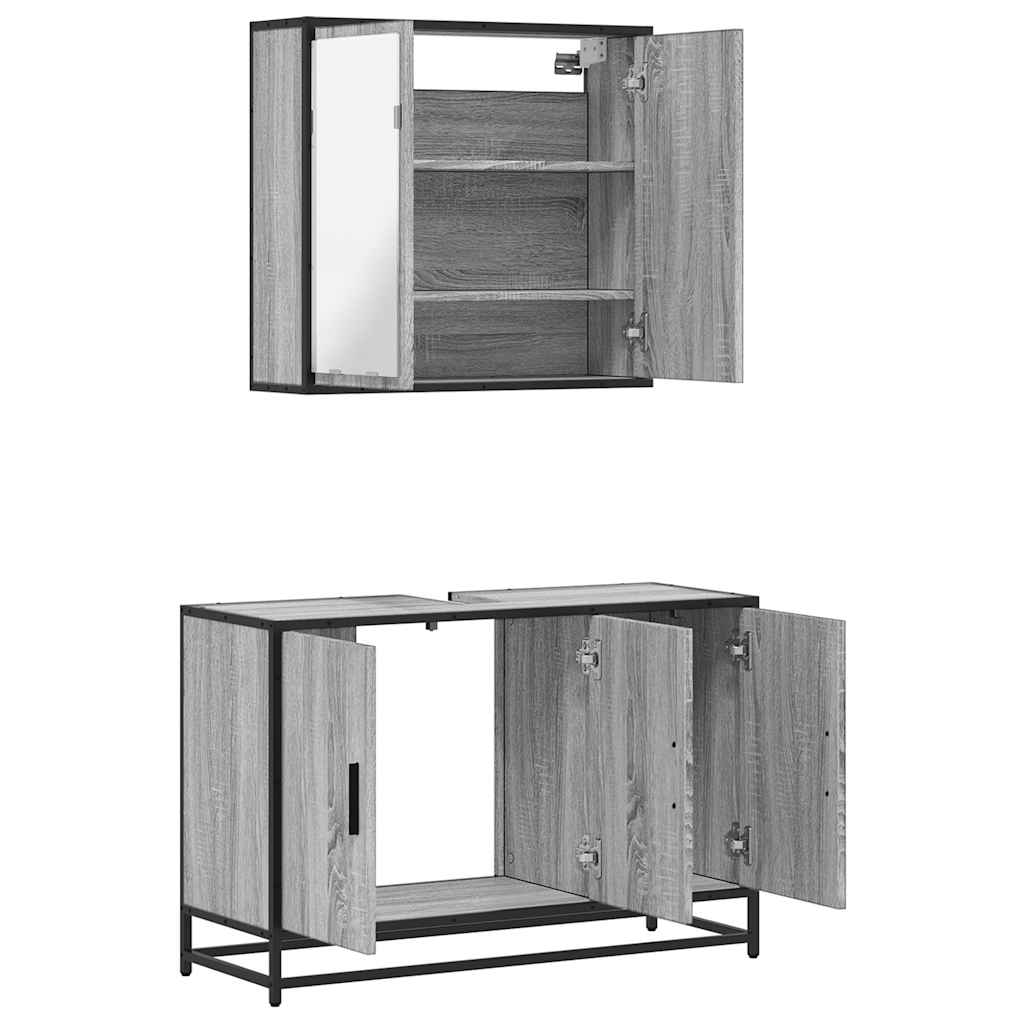 vidaXL Σετ Επίπλων Μπάνιου 2 Τεμαχίων Γκρι sonoma από Τεχν. Ξύλο