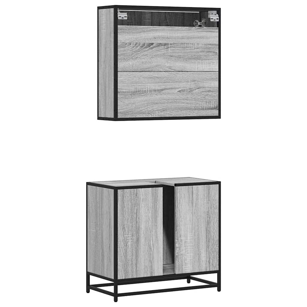 vidaXL Σετ Επίπλων Μπάνιου 2 Τεμαχίων Γκρι sonoma από Τεχν. Ξύλο